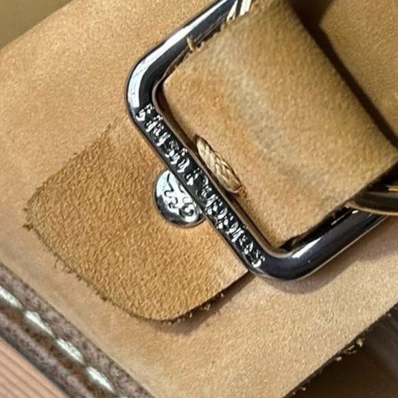 HUSH PUPPIES Malti Leather Sandal Slide sz 9.5M Tan Straps Open Toe Wedge Heel - Picture 6 of 9